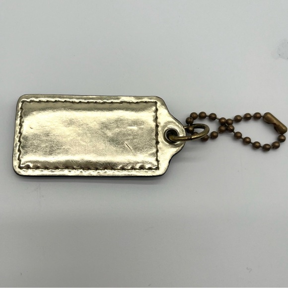 Coach Legacy Stripe Gold and White Leather Hang Tag - Picture 3 of 3